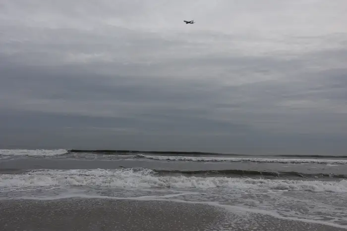 A view of the ocean off of Rockaway Beach.